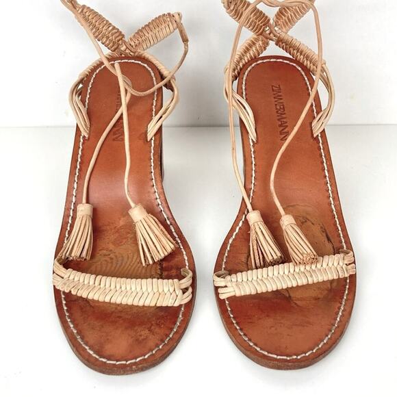 ZIMMERMANN Wrap Weave Leather Sandal Block Heel - Picture 12 of 16